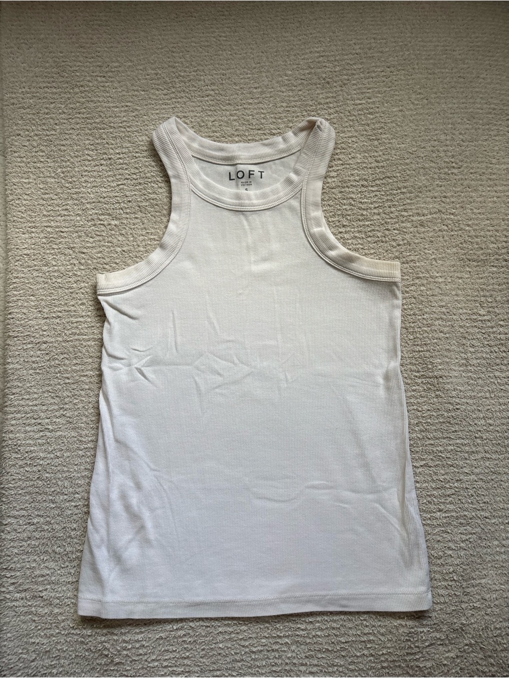 LOFT White Ribbed Racerback Tank